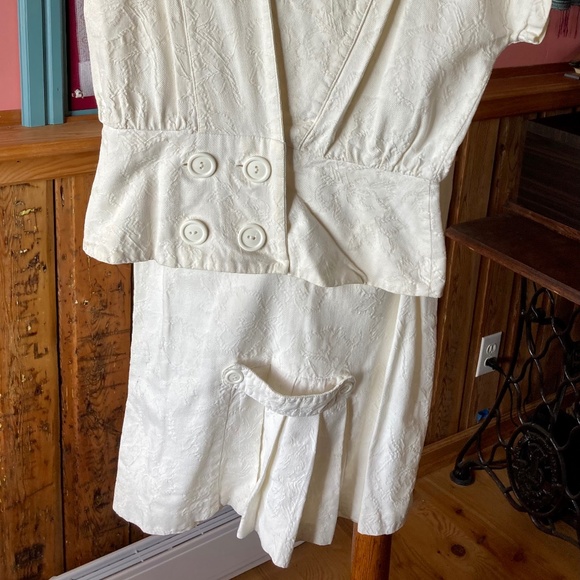 Porto-Modes White 100% Cotton Brocade, Elegant, Lovely Skirt & Top Combo Size 9 - Picture 2 of 7